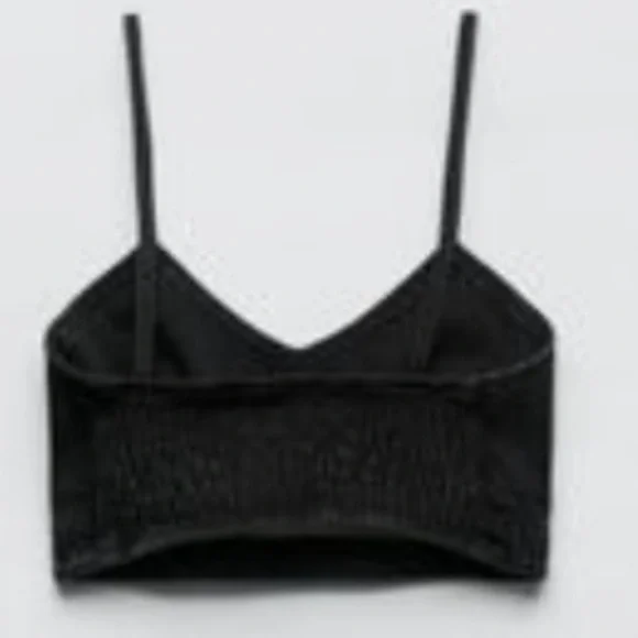 NWT Zara Black Denim Crop Top - Picture 2 of 4